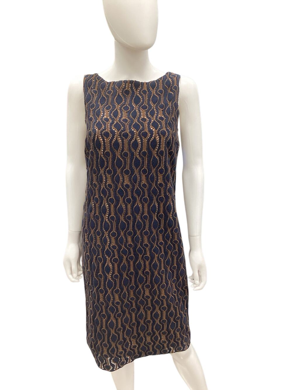 Piazza Sempione Women’s Dress Size M Sleeveless Made In Italy Navy & Beige